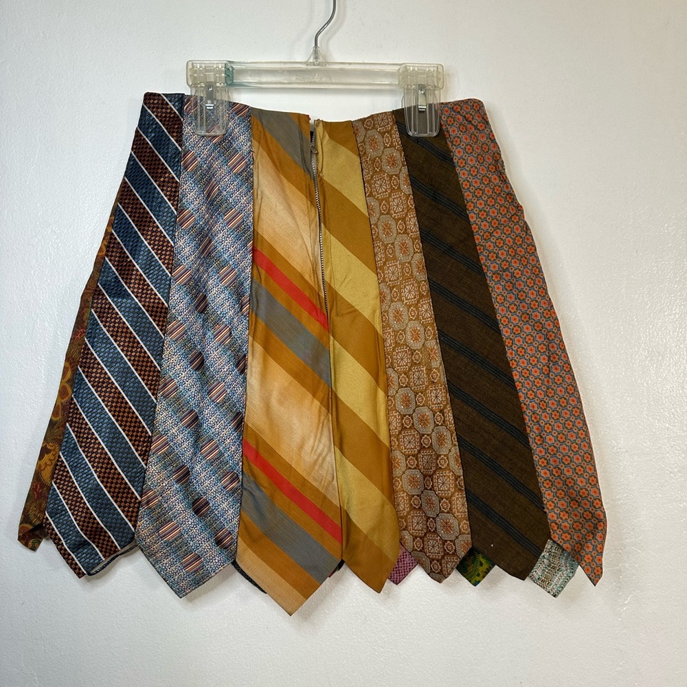 Custom Made Vintage 70s Necktie Skirt  One Of A Kind  Tailored A-line